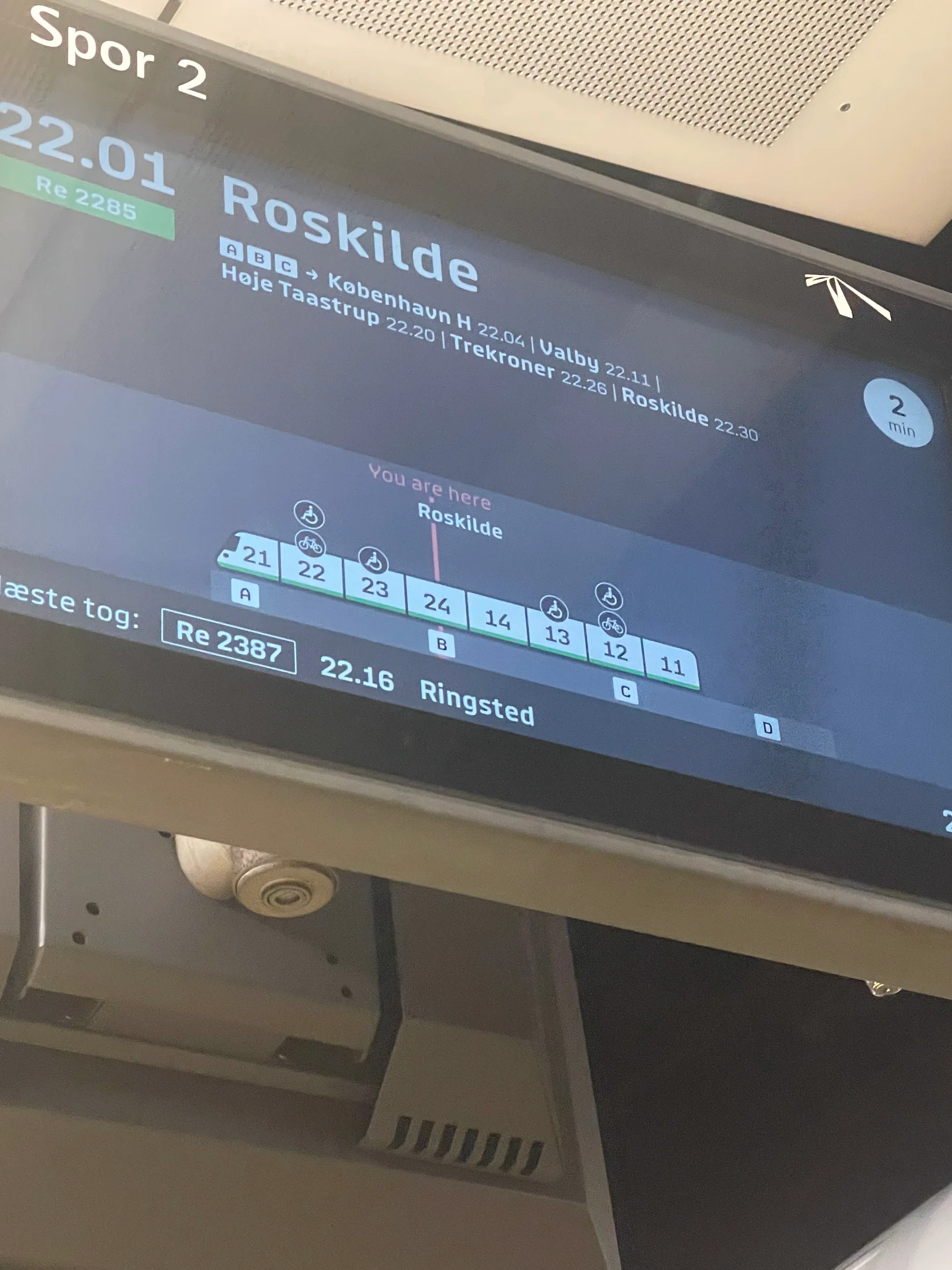 Večerný vlakový spoj smerujúci do Roskilde
