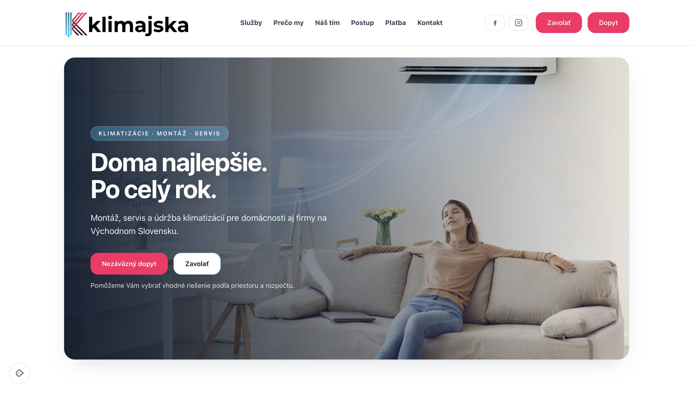 Úvodná stránka webu Klimajská